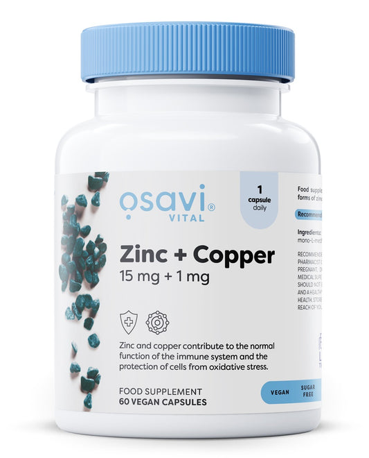 Osavi Zinc + Copper, 15mg + 1mg - 60 vegan capsules – Complément Alimentaire au Zinc