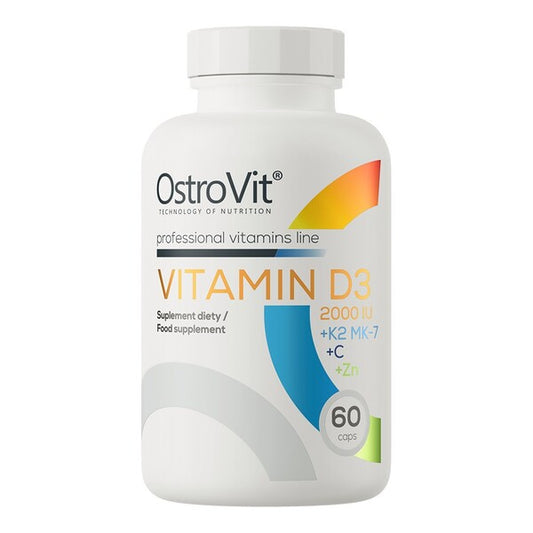 OstroVit Vitamine D3 2000IU + K2 MK-7 + C + Zn - 60 capsules – Complexe Vitaminé