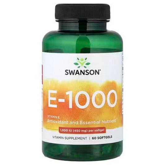 Swanson E-1000 Vitamine E - 100 capsules molles – Complexe Vitaminé