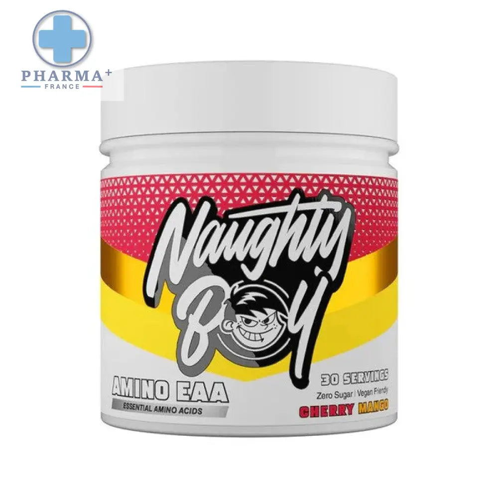 Conteneur naughty boy amino acides poudre saveur cherry mango pour complément alimentaire essential amino acids
