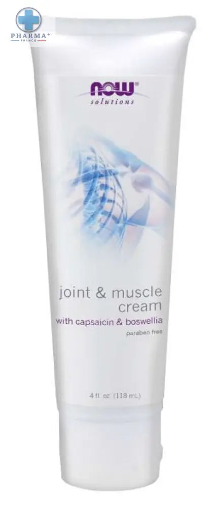 Tube blanc de now foods joint crème articulations et muscles 118 ml avec capsaïcine et boswellia bleu violet