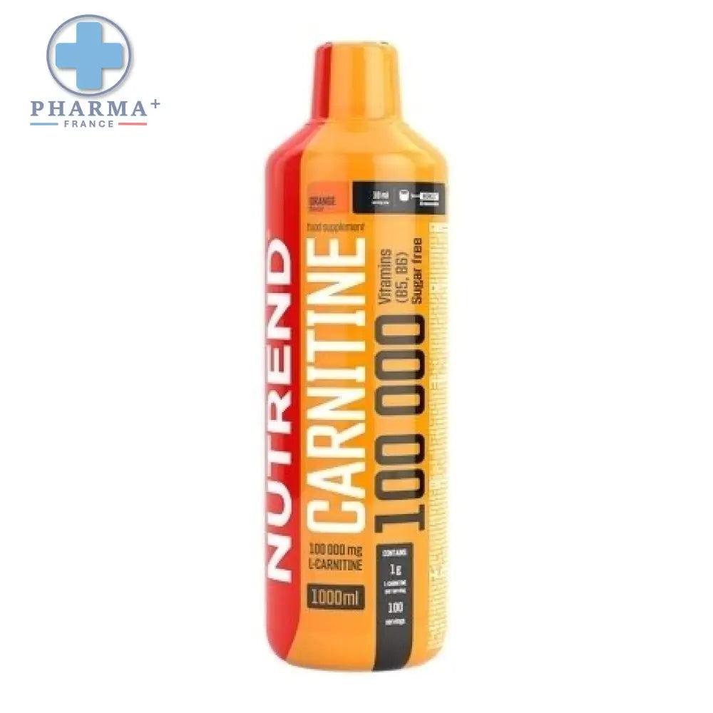 Bouteille orange et rouge de nutrend carnitine 100 000 complément sportif l-carnitine 1000 ml pour usage sportif