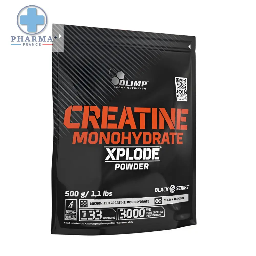 Sachet noir de olimp nutrition créatine monohydrate xplode poudre 500 g pour performance sportive optimale