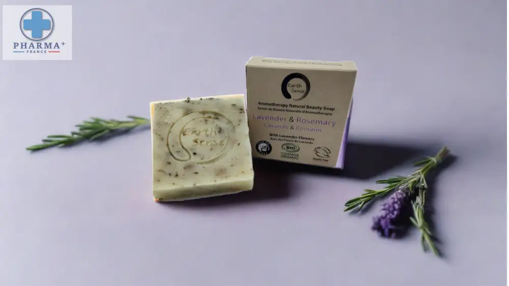 Organic Certified Solid Soap - Lavender & Rosemary with Lavender flowers 90g-0
