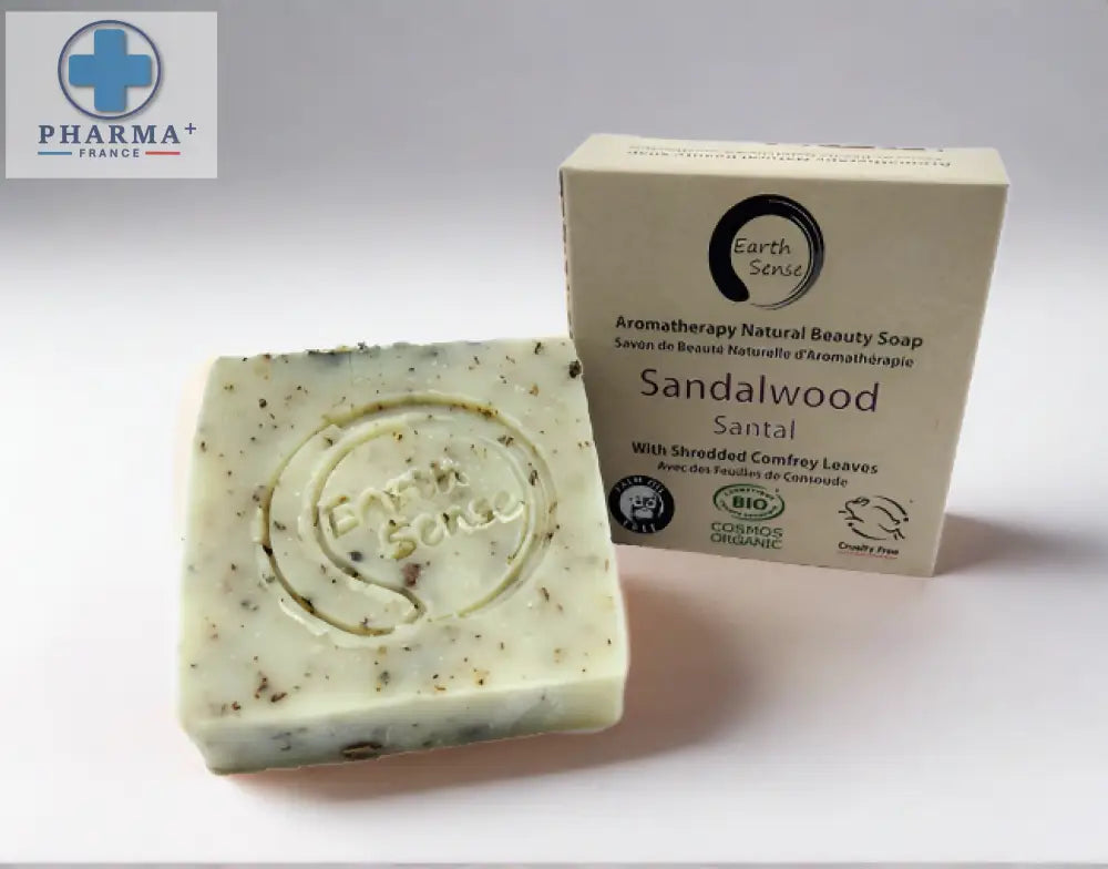 Organic Certified Solid Soap - Sandalwood with Shredded Comfrey Leaves 90g-1