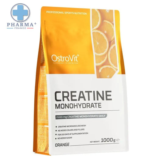Sachet de créatine monohydrate ostrovit saveur orange 1000 g en poudre pour performance sportive
