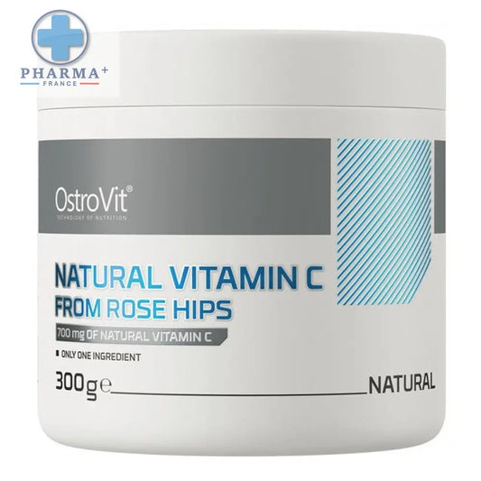 Contenant cylindrique blanc d ostrovit vitamine c naturelle de rose hips 300 g pour renforcer le système immunitaire
