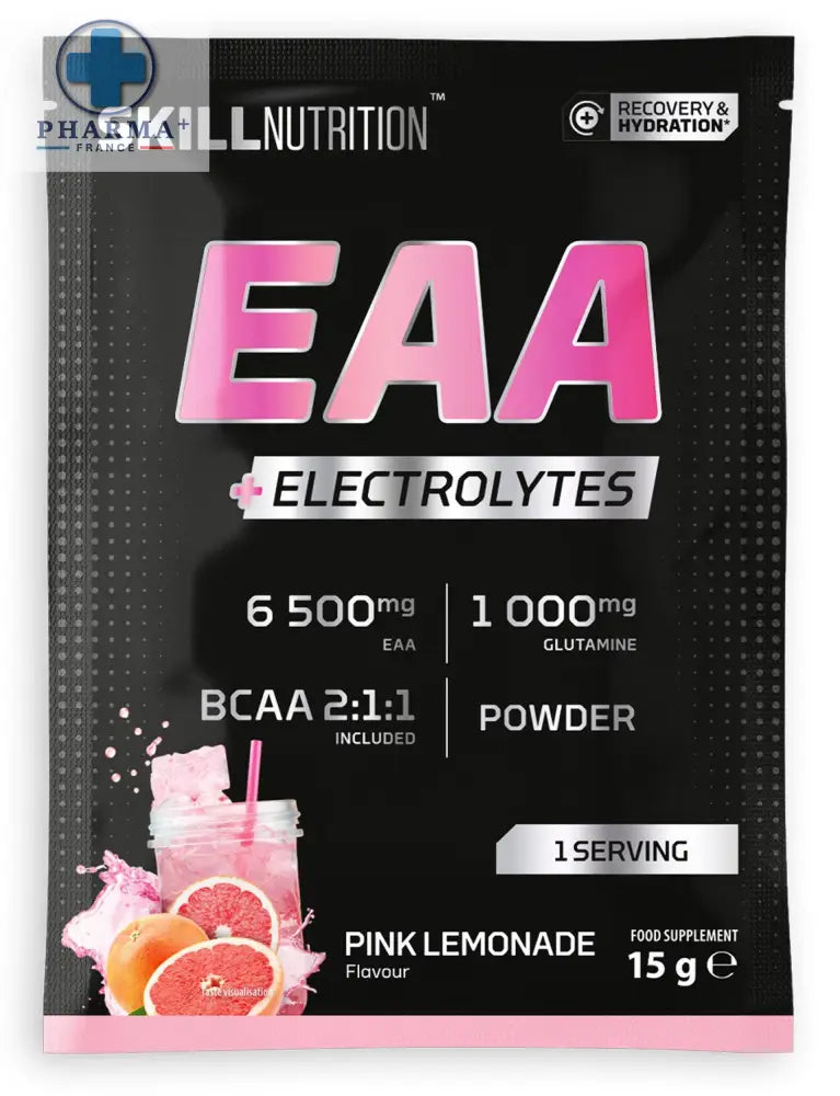 Pack de poudre skill nutrition eaa électrolytes saveur limonade rose pour hydratation et récupération rapide