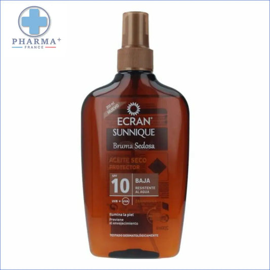 Bouteille d huile solaire Sunnique SPF 10 pour la protection de la peau Groupe Nobélis