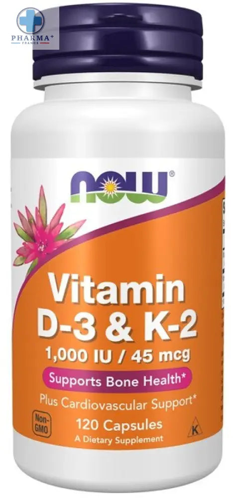 Vitamin D-3 & K-2 120 caps – NOW Foods
