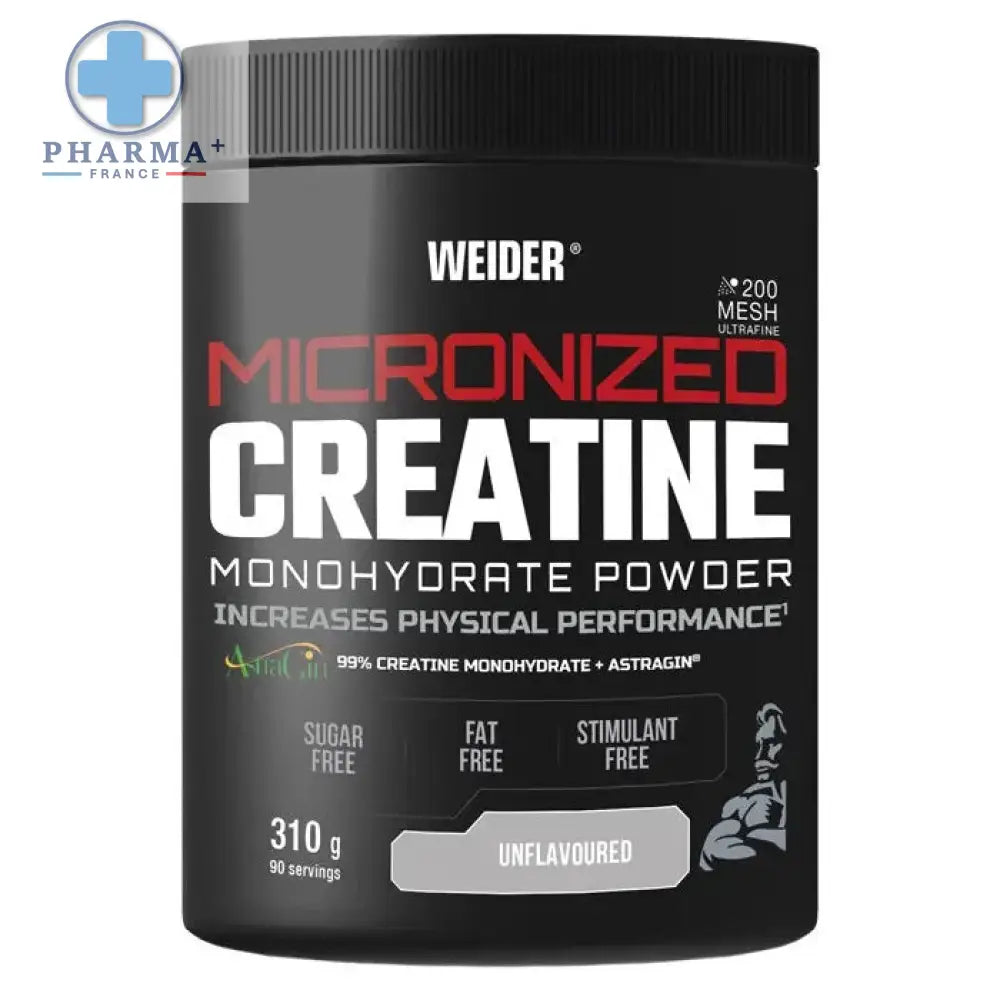 Contenant cylindrique noir de weider micronized créatine monohydrate en poudre unflavored 310 g