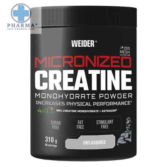 Contenant cylindrique noir de weider micronized créatine monohydrate en poudre unflavored 310 g